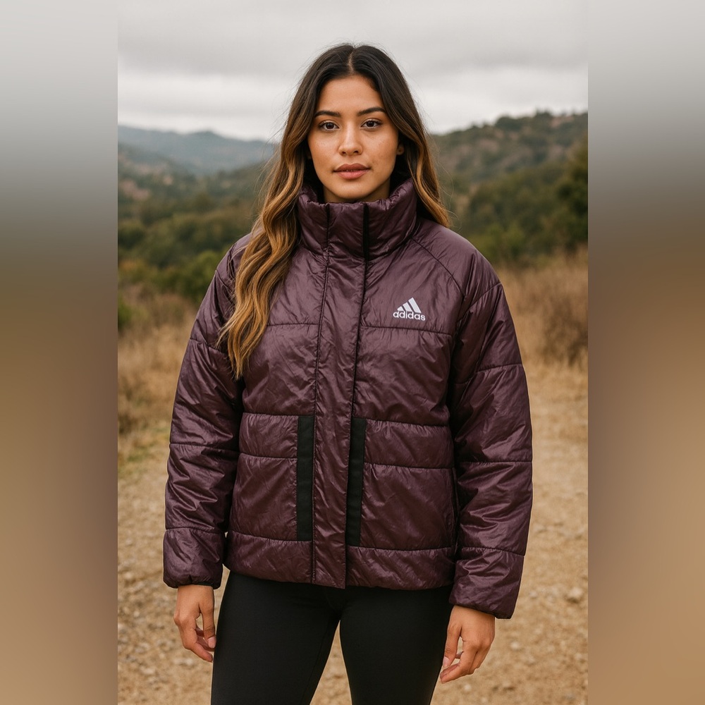 Adidas Women's Glam On Deep Purple Puffer Coat